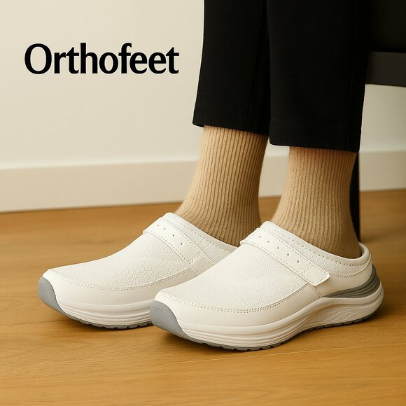 Orthofeet Iris Women's Orthopedic Knit Slip-On Mule Sneakers – White Size 5.5 - Picture 1 of 4